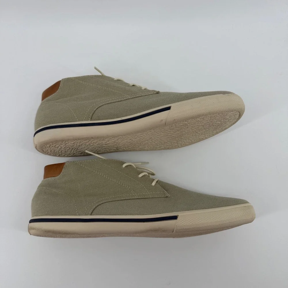 Tommy Bahama Chukka Men 11 Khaki Calderon TB7S00060 Canvas Leather Mid Top Boot